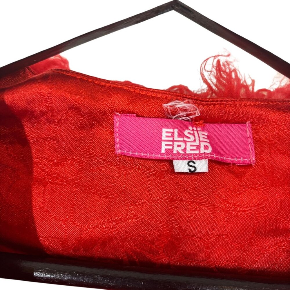 Elsje and Fred Red Mid Length Faux Fur Trim Jacket Small - Picture 4 of 11
